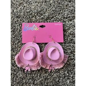 Barbie Cowgirl Hat Earrings Pink White Fringe Country Music‎ Nashville